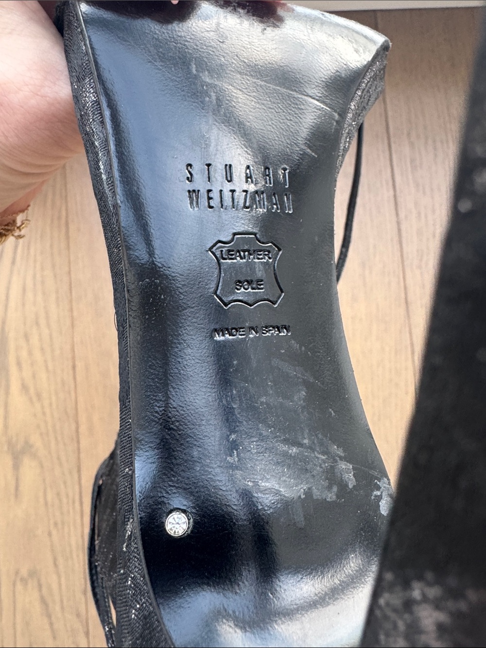 Stuart Weitzman Black Lace-Up Stiletto Sandals - Picture 3 of 3